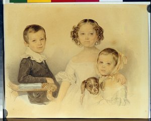 Porträt der Kinder Lanskoy von Pyotr Fyodorovich Sokolov