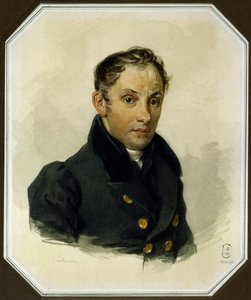 Porträt des Dichters Vassili Joukovski (1783-1852) - Werk von Pyotr Fyodorovich Sokolov (1791-1848) Aquarell auf Papier, ca. 1820 - A. Puschkin Gedenkmuseum, Sankt Petersburg (Russland)