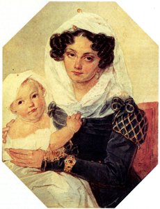 Porträt der Gräfin Maria N. Volkonskaya mit Sohn Nikolay