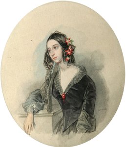 Porträt der Dichterin Jewdokija Rostoptschina, 1811-1858, 1846 von Pyotr Fyodorovich Sokolov