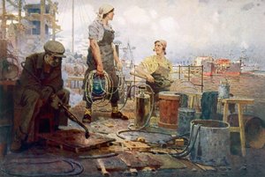 Die rote Sormovo-Werft, ca. 1920 von Pyotr Ivanovich Kotov