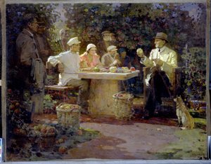 Besucher bei Ivan Vladimirovitch Mitchourine (1855-1935) von Pyotr Ivanovich Kotov