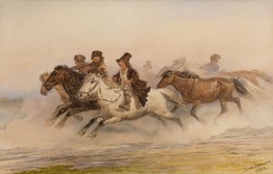 Die Nachtwache. Illustration für Skizzen aus einem Jägeralbum von I. Turgenew, 1867 von Pyotr Petrovich Sokolov