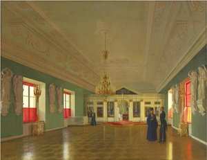 Innenraum der Palastkirche des Heiligen Alexander Newski, Anitschkow-Palast, Sankt Petersburg, 1850 von Pyotr Vasilyevich Tutukin