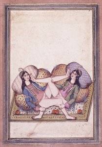 Eine erotische Szene, Mitte 19. Jahrhundert von Qajar School