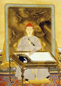 Heng Tsu oder Kangxi, Kaiser von China an seinem Schreibtisch