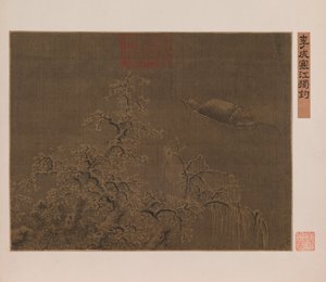 Allein im eisigen Fluss fischen von Qing Dynasty Chinese School