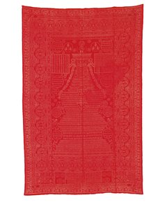 Seidenbrokatdecke mit rotem Grund, späte Qing-Dynastie von Qing Dynasty Chinese School