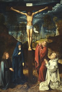 Christus am Kreuz zwischen der Jungfrau, dem Heiligen Johannes und zwei Stiftern