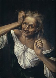 Alte Frau, die sich die Haare rauft
