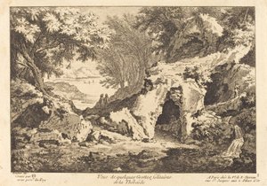 Ansicht einiger einsamer Grotten der Thebais von Quentin Pierre Chedel after François Boucher