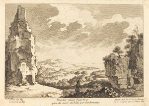 Ansicht der Ruinen eines Turms, der angeblich von den Römern erbaut wurde
