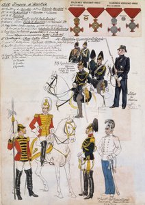 Gendarmen, Marinesoldaten und Offiziere des 3. Kavallerieregiments Erzherzog Maximilian, Uniformen des österreichischen Kaiserreichs von Quinto Cenni