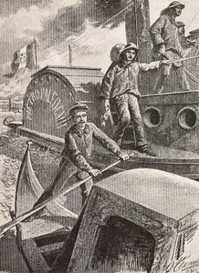 Italienische Militäringenieure, Lagunenbrigade, bei der Arbeit in ihren neuen Uniformen (Stich)