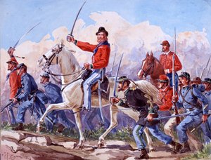 Risorgimento: Die Truppen von Giuseppe Garibaldi (1807-1882) marschieren auf Rom. Aquarell von Quinto Cenni 1892 von Quinto Cenni