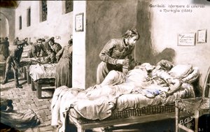 Der italienische Patriot Giuseppe Garibaldi als Krankenpfleger unter dem Namen Pan-Borel bei den Cholera-Patienten in Marseille im Jahr 1836 von Quinto Cenni
