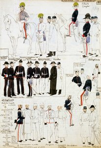 Uniformen des Herzogtums Modena im Jahr 1849, Tafel aus der Cenni Codex Sammlung militärischer Skizzen in Aquarell