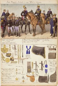 Uniformen des Generalstabs, Adjutanten und Offiziere des Königreichs Italien, Farbtafel von Quinto Cenni