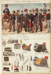 Uniformen der königlichen Carabinieri, Offiziere und Unteroffiziere des Königreichs Italien, Farbtafel von Quinto Cenni