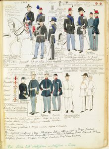 Uniformen der piemontesischen Armee von 1848. Farbtafel von Cenni Quinto