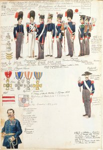 Verschiedene Uniformen des Herzogtums Lucca von Quinto Cenni, Farbtafel von Quinto Cenni