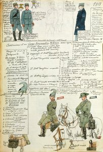 Verschiedene Uniformen des Königreichs Italien, Farbtafel von Quinto Cenni von Quinto Cenni