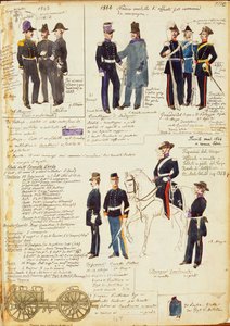 Verschiedene Uniformen des Königreichs Sardinien, von Quinto Cenni, Farbtafel