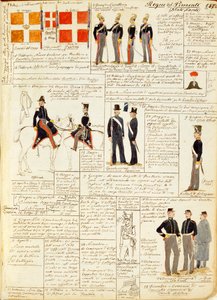 Verschiedene Uniformen des Königreichs Sardinien, Farbtafel von Quinto Cenni von Quinto Cenni