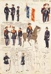Verschiedene Uniformen der Republik Frankreich, von Quinto Cenni, Farbtafel von Quinto Cenni