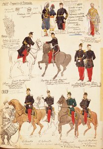 Verschiedene Uniformen des Königreichs Frankreich, von Quinto Cenni, Farbtafel