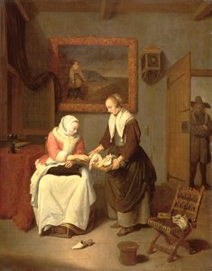 Innenraum mit einer Dame, die Fisch auswählt von Quiringh Gerritsz. van Brekelenkam