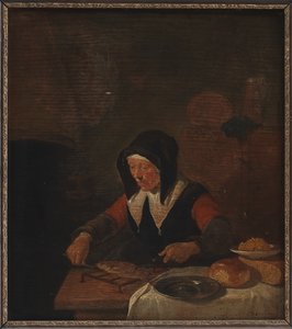 Alte Frau bei ihrer Mahlzeit von Quiringh Gerritsz van Brekelenkam