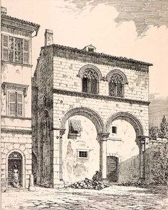 Haus auf der Piazza del Duomo, Viterbo, Italien, aus 