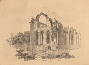 N.O. Ende des oberen Querschiffs in Fountains Abbey von R. Dunning