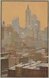Das Singer-Gebäude von der Brooklyn Bridge, 1914