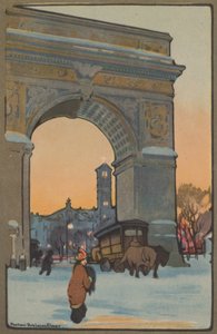Washington Arch bei winterlicher Dämmerung, 1914 von Rachael Robinson Elmer