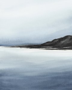 Neblige Küstenlandschaft