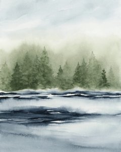 Nebliger Waldsee