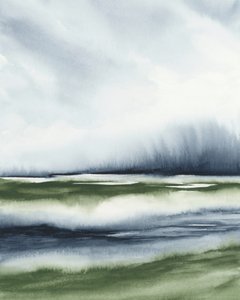 Neblige grüne Landschaft von Rachel Elise