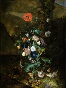 Ein Arrangement von Blumen bei einem Baumstamm, ca. 1683 von Rachel Ruysch