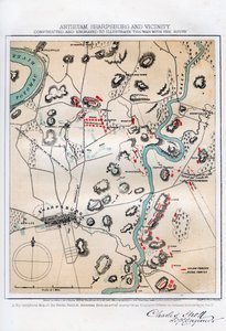 Karte von Antietam, Sharpsburg und Umgebung, Maryland, 1862