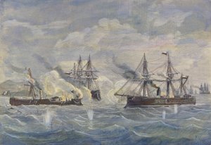 Seeschlacht zwischen dem peruanischen Schiff 
