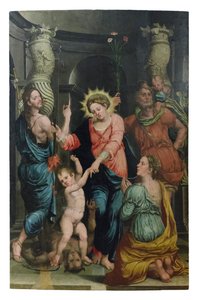 Madonna der Rettung zwischen den Heiligen Johannes dem Täufer und Christophorus