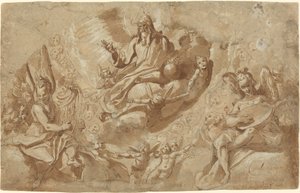 Gottvater und Engel auf Wolken von Raffaello Motta