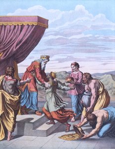 König Salomo empfängt die Königin von Saba, Illustration aus 