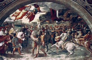 Papst Leo I. stößt Attila zurück, (Detail), 1511-14 von Raffaello Sanzio Raphael