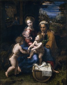 Die Heilige Familie mit Johannes dem Täufer und der Heiligen Elisabeth La Perla von Raffaello Sanzio Raphael