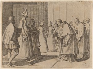 Margarete von Österreich empfängt die Huldigung der Kardinäle und Prälaten von Raffaello Schiaminossi