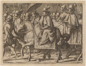 Margarete von Österreich zu Pferd von Raffaello Schiaminossi