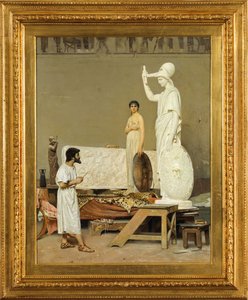 Phidias arbeitet an seiner Statue der Minerva, 1869 von Raffaello Sorbi